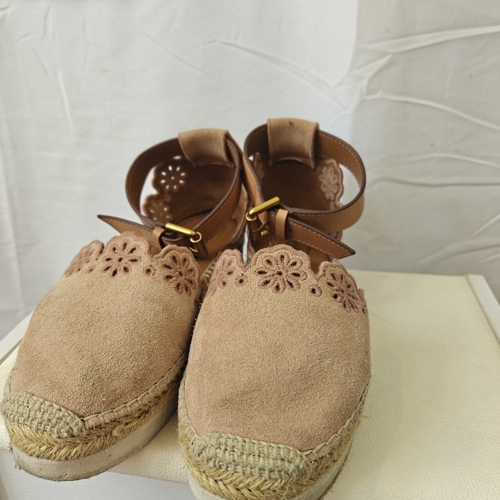 See by Chloe Scalloped Espadrilles In Blush Pink Size EU 37 US 7 Women's - Picture 13 of 16